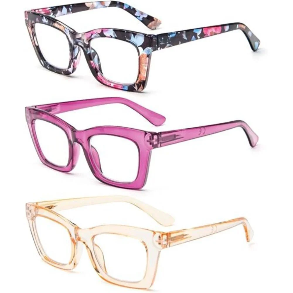 3-Pack Fashion Blue Light Blocking Readers  Colorful Trendy Frames for Women